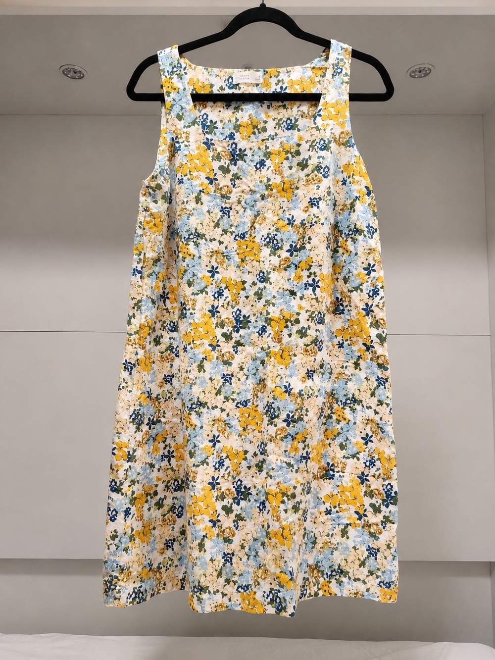 Yellow & Blue Floral Sleeveless Dress